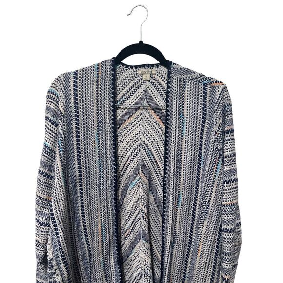 Lucky Brand Tan Chunky Knit Western Cardigan Sweater Size M Fall Cozy Boho - Picture 2 of 8